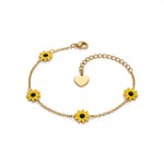 Sonnenblumen Armband Edelstahl Gold personalisiert – Elinrose
