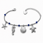 Silbernes Beach Charm Armband mit maritimen Anhängern aus Edelstahl