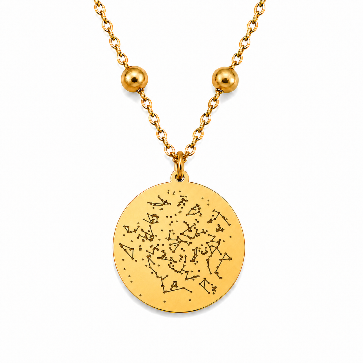 Goldene Sternenkarte Halskette mit personalisierter Sternenhimmel Gravur