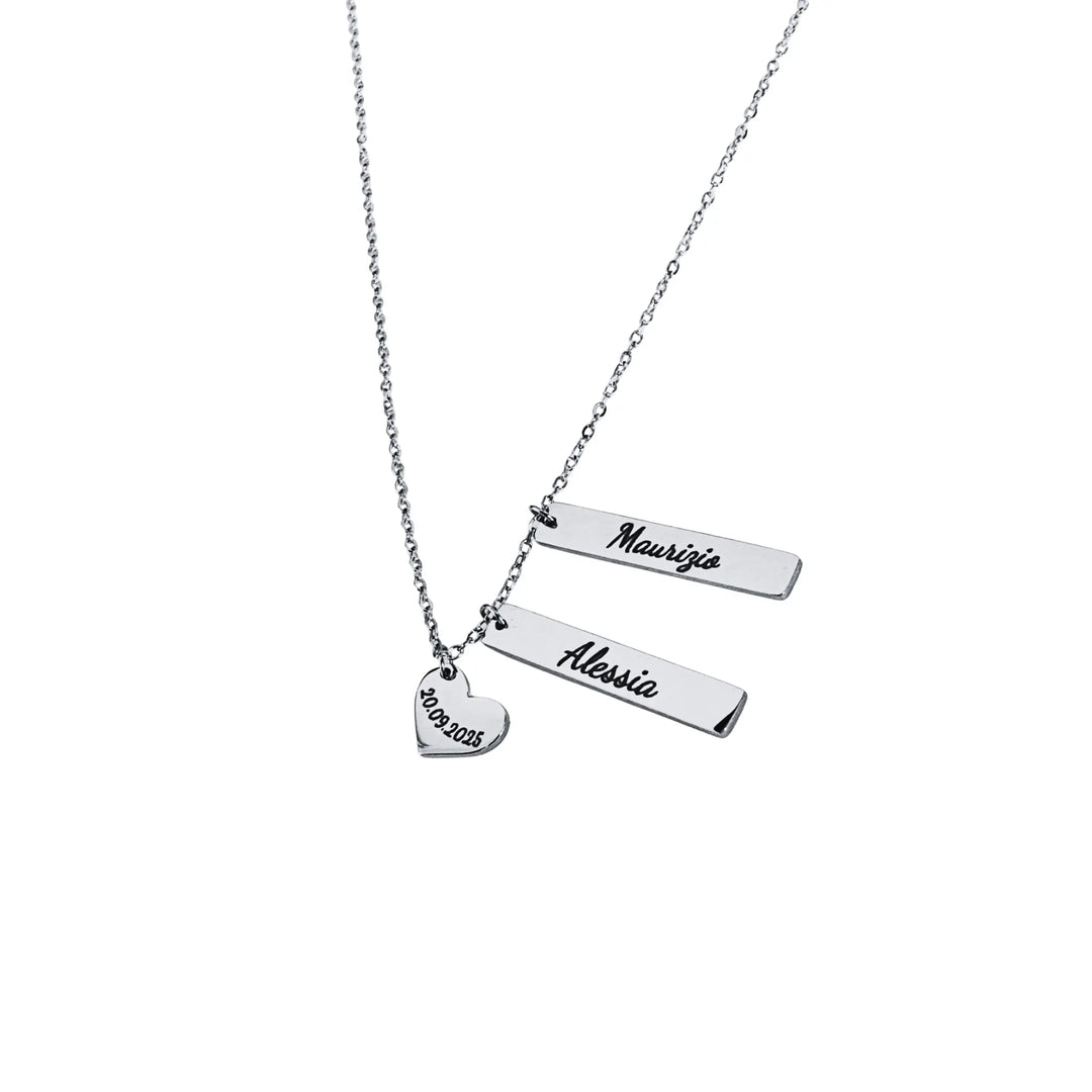 Love-Duo Datum Halskette – Personalisierte Partnerhalskette mit Gravur