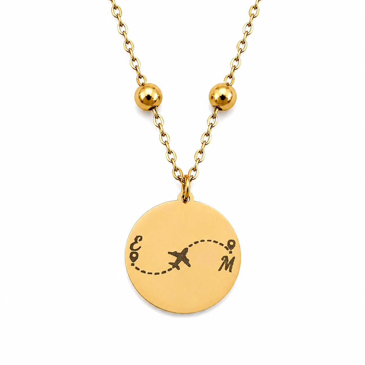 Travel Connection Halskette – Personalisierte Weltkarte & Initialen