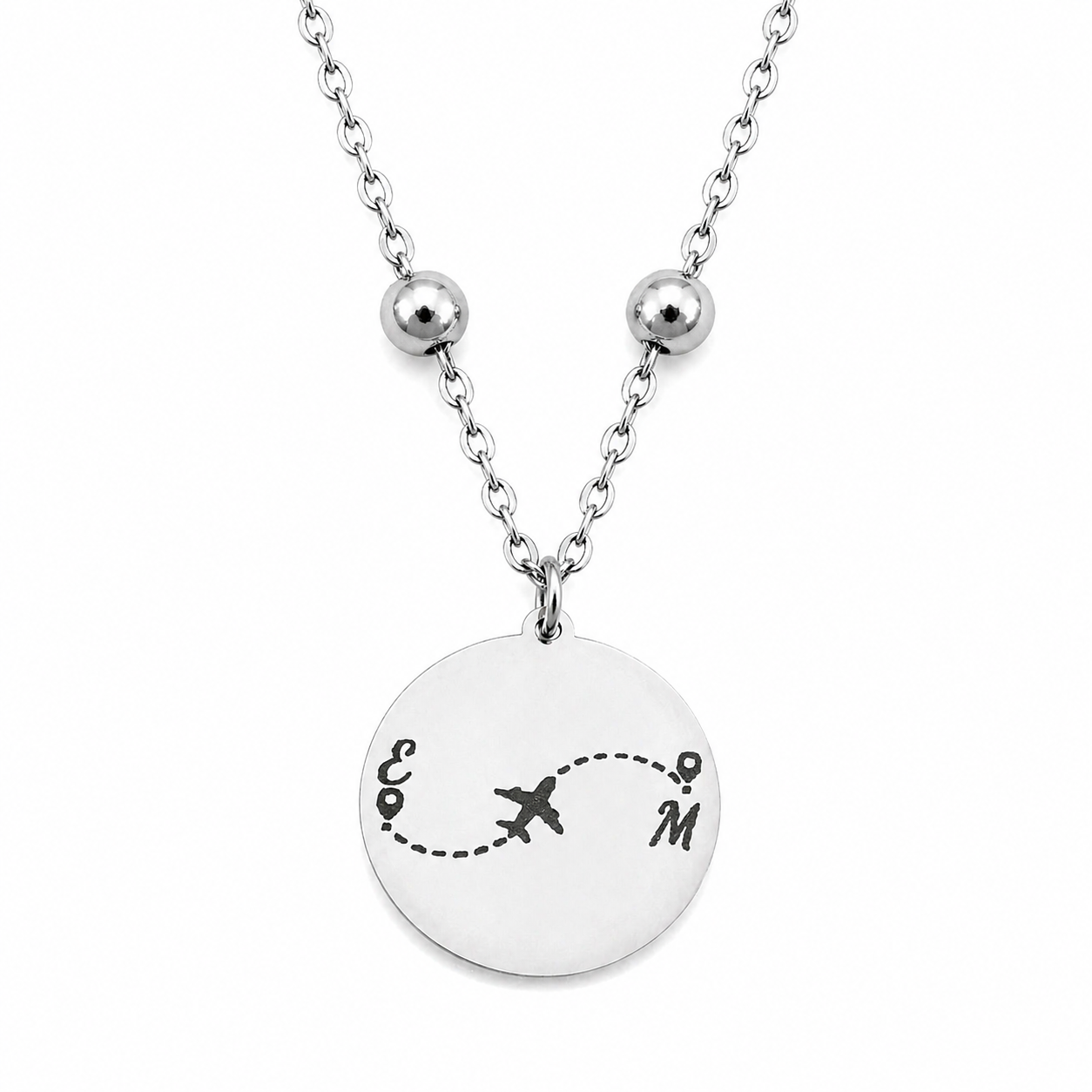 Travel Connection Halskette – Personalisierte Weltkarte & Initialen