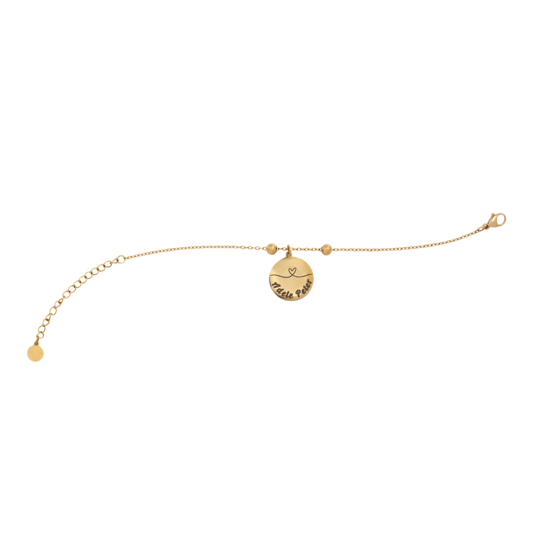 Goldenes Love-Duo Armband mit Herzsymbol und zwei Namen, personalisierbarer Edelstahl-Schmuck